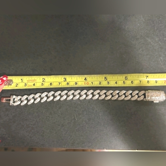 Diamond Cuban Chain + Bracelet Set/ Bundle 12mm (Both Pieces Included) GLD (NIB) - Picture 10 of 11